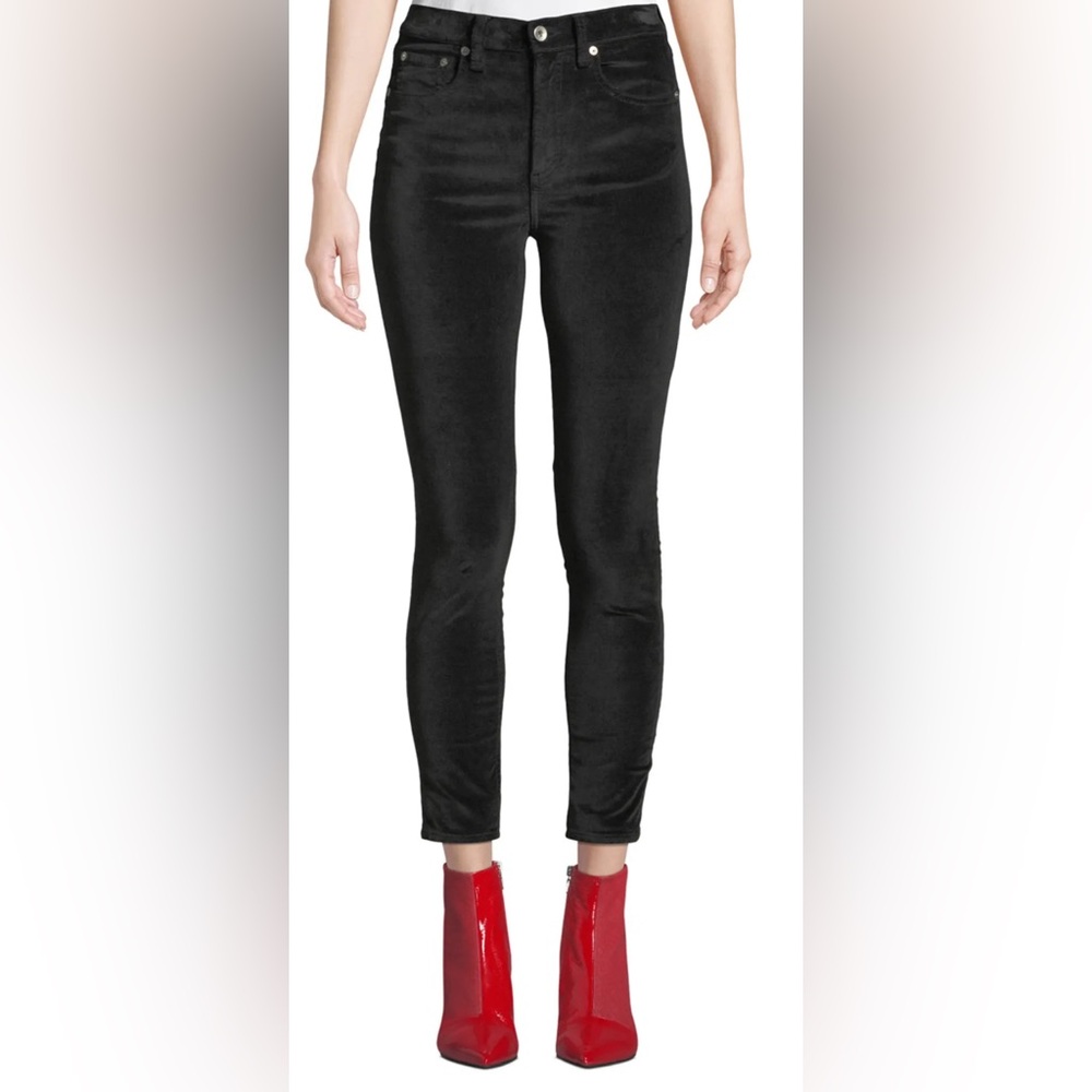 Rag & Bone High Rise‎ Ankle Skinny Velvet black pants. Women size 26